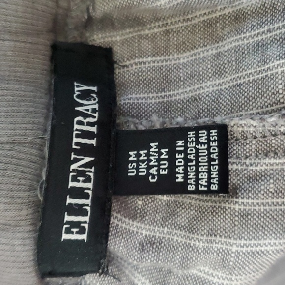 Ellen Tracy 100% Linen Women's Pants Drawstring Gray Striped Size M - Picture 6 of 7
